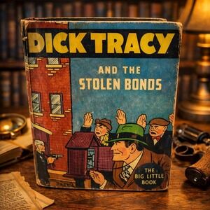 Vintage 1934 Dick Tracy & the Stolen Bonds Big Little Book Damage Imperfections